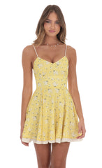 Floral Fit and Flare Dress in Yellow
