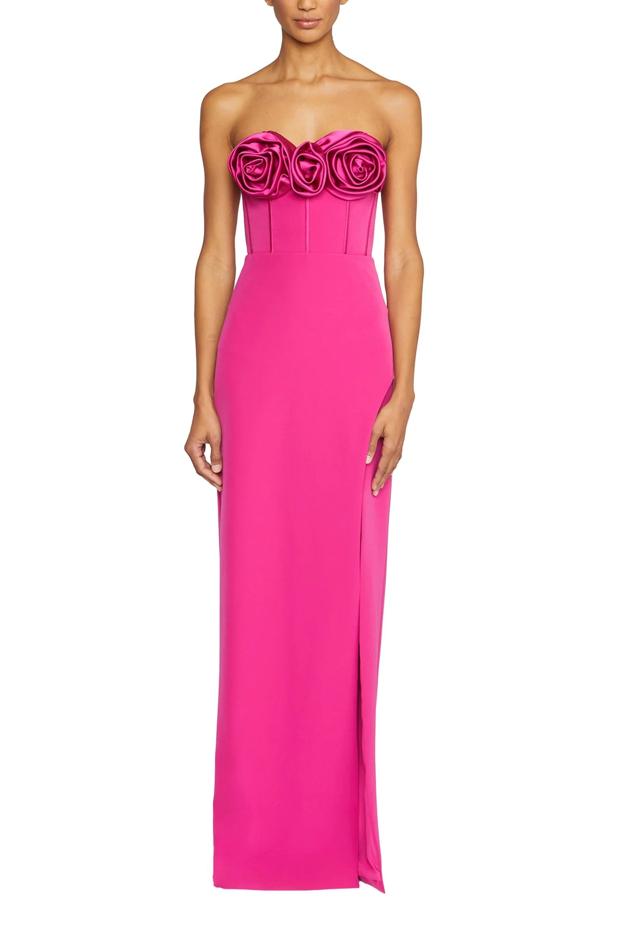 Strapless Crepe Column Gown