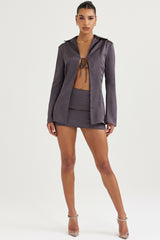 shadow satin a-line mini skirt