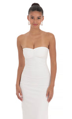 Strapless Bodycon Maxi Dress in White