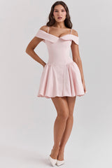 ballerina pink off shoulder mini dress