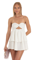 Jacquard Cutout Dress in White