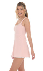 Embroidered Trim A-line Dress in Pink