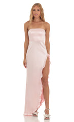 Sakura Satin Maxi Dress in Pink