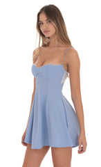 Back Lace A-Line Dress in Light Blue