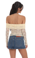 Lace Off Shoulder Top in Yellow