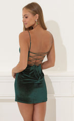 Velvet Glitter Dress in Green