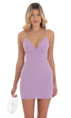 V-Neck Bodycon Dress in Lavender