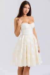 vintage cream floral strapless mini dress