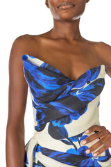 Asymmetric Draped Column Gown