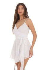Wrap Dress in White Shimmer