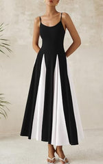 PRETTYGARDEN Spaghetti Strap Color Block Spring Dresses for Women 2025 Trendy Sleeveless Maxi Dress Flowy Prom Dresses