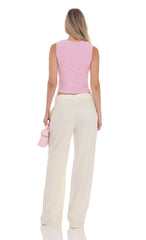 Wide Leg Linen Pants in Cream