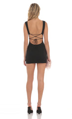 Open Back Bodycon Dress in Black