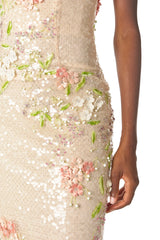 Floral Sequin Column Gown