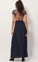 Heiress Lace Maxi Dress in Navy