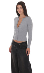 Cinched Knit Cardigan in Heather Grey