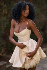 vintage cream tulle mini dress