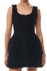 Cotton Tweed Scoop Neck Mini Dress