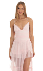 Mesh Maxi Dress in Pink