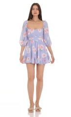 Floral Ruffle Dress in Lavender