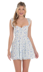 Floral Lace Fit and Flare Dress in White