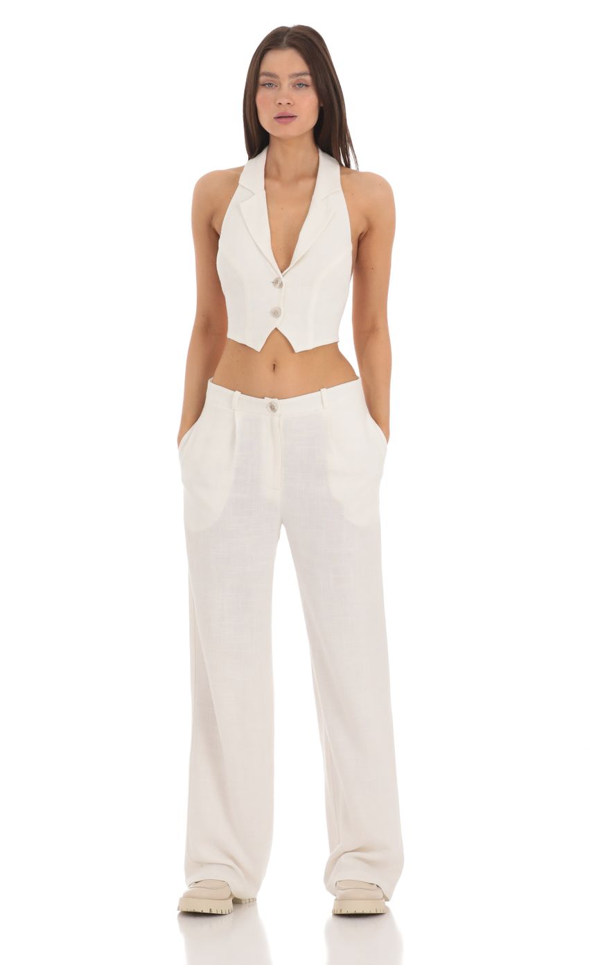 Wide Leg Linen Pants in Ivory