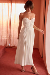 ivory pleated maxi dress