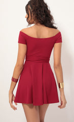 Ambrose Pleated A-line Dress in Red