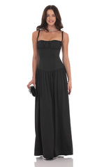 Ruched Bust Maxi Dress in Black