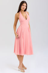 peach georgette halter sundress