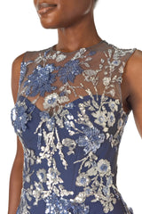 Sleeveless Sequin Tulle Gown