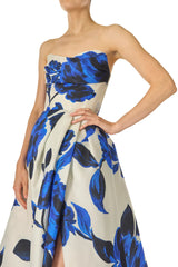 Printed Gazar Ball Gown