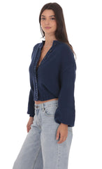 Chunky Knit Cardigan in Blue