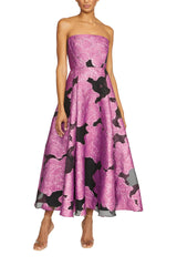 Strapless Jacquard Midi Dress