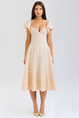 cream tea broderie anglais midi dress