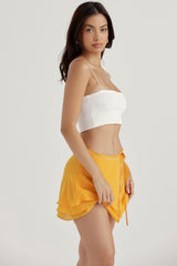 tangerine floaty layered mini skirt