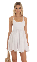 Gold Dotted Babydoll Dress in White