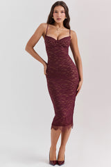 mulberry lace midi dress