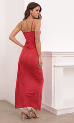 Suede Maxi Dress in Red