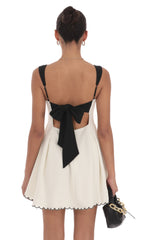 Scallop Hem Fit and Flare Dress in White