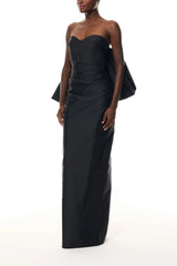 Noir Bow-Draped Column Gown