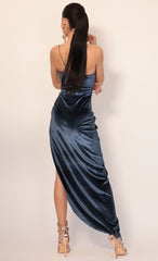 Velvet Shoulder Maxi in Indigo