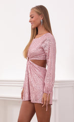 O-Ring Sequin Dress in Pink
