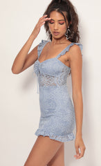 Lace Frill Dress in Pastel Blue