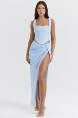 soft blue maxi skirt