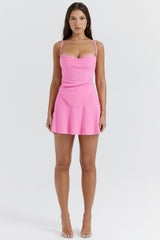 french pink floaty mini skirt