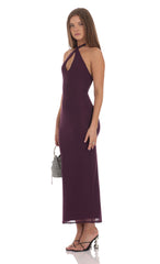Halter Bodycon Maxi Dress in Purple