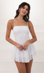 Asymmetrical Frill Dress in White