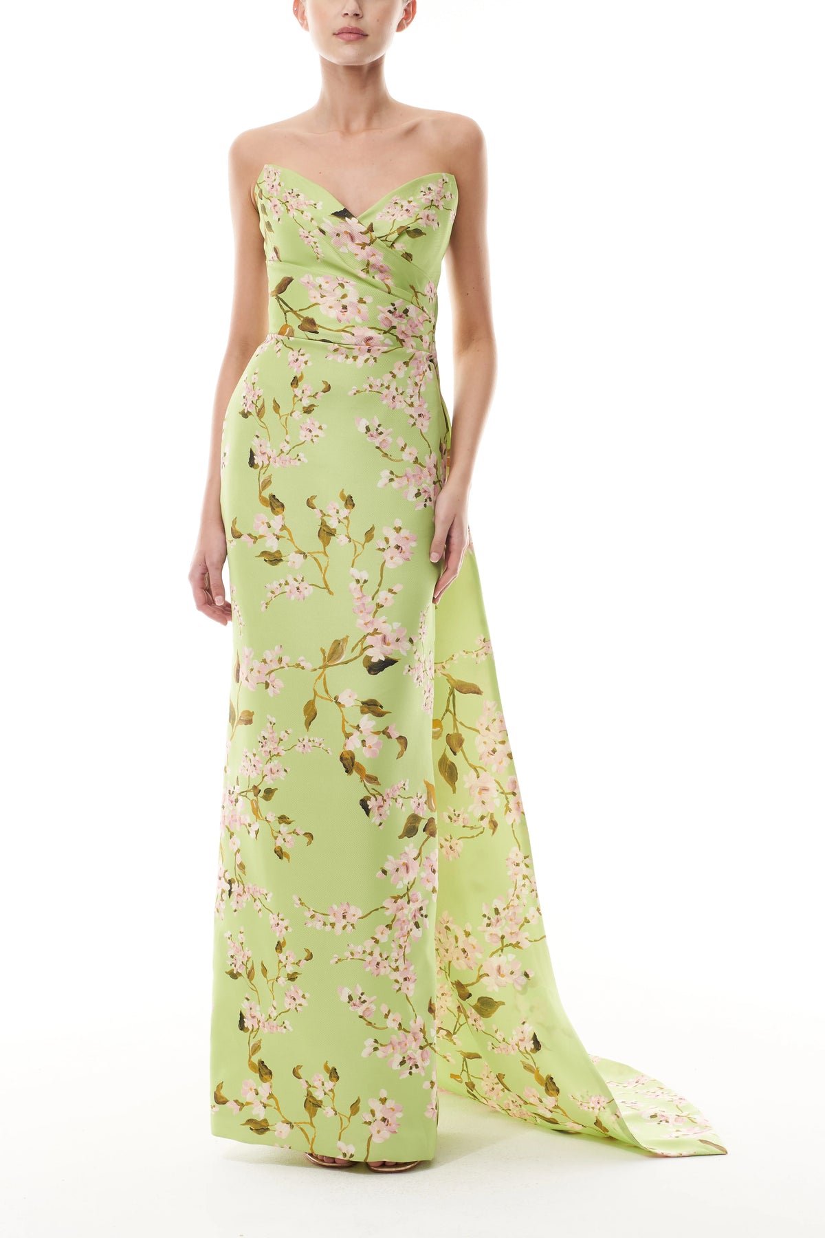 Celadon Floral Column Gown